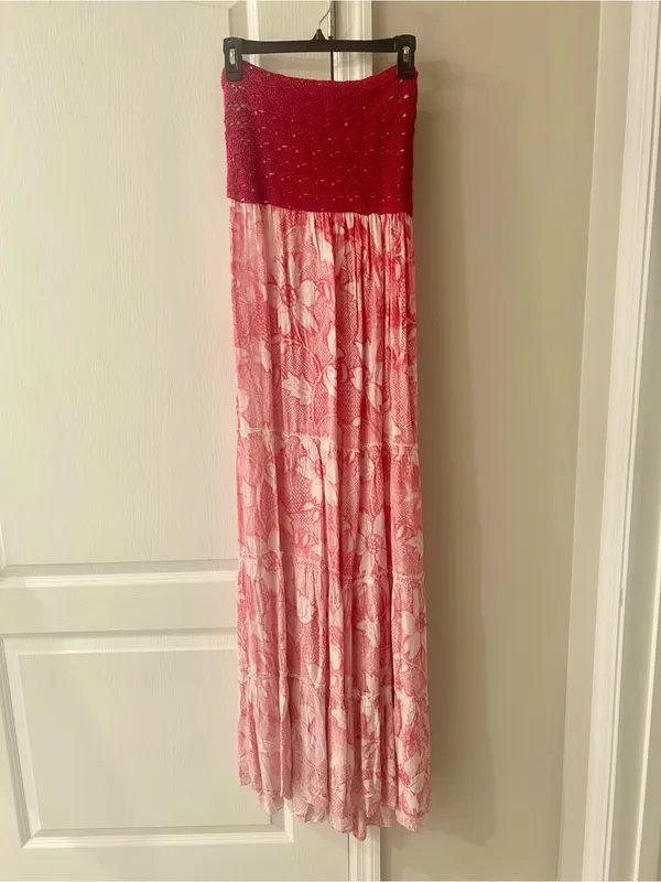 Chaudry Smocked Strapless Floral Maxi Dress in Pink - Image 2