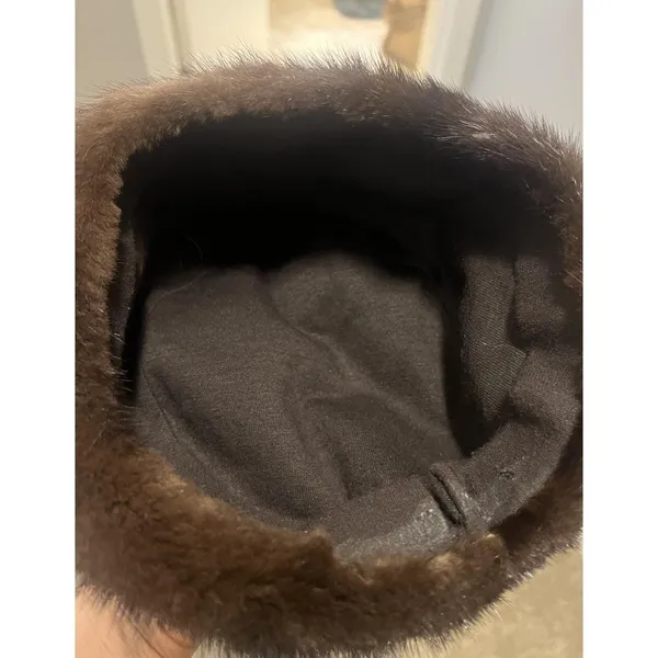 Vintage Genuine Mink Fur Hat Lined Women's Pill Box Style - Image 8