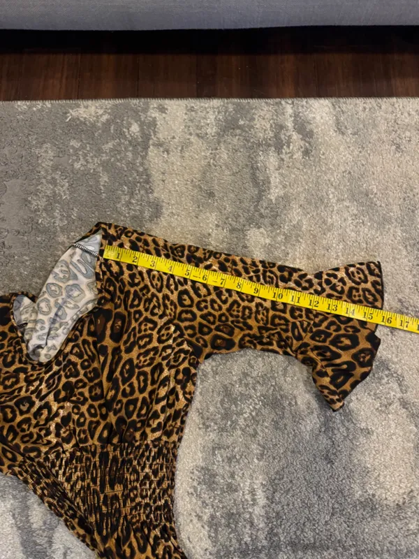Sign Here Leopard Print Smocked Waist Midi Dress - Brown - Image 8