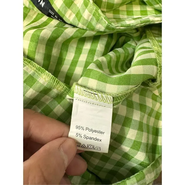Green Gingham High Waist Tie Front Shorts Size XL - Image 5