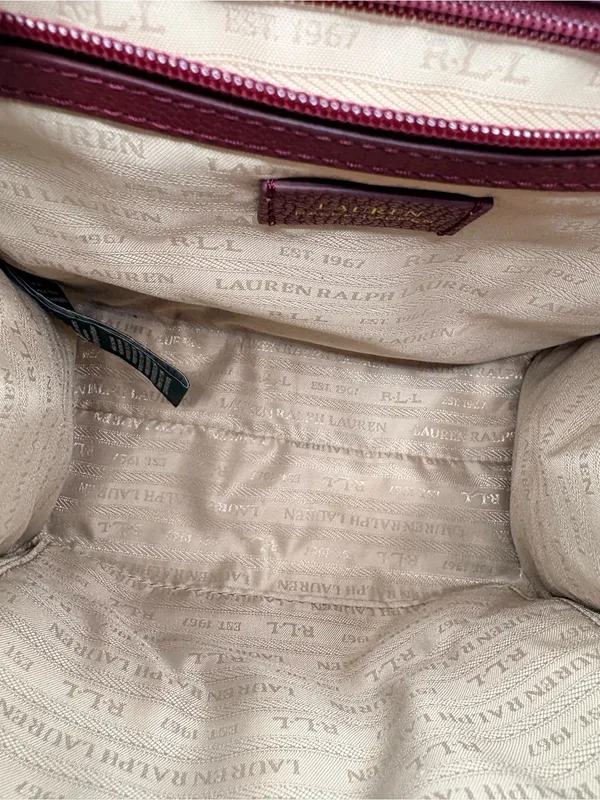 Lauren Ralph Lauren Burgundy Top-Handle Satchel with Gold Hardware - Image 16