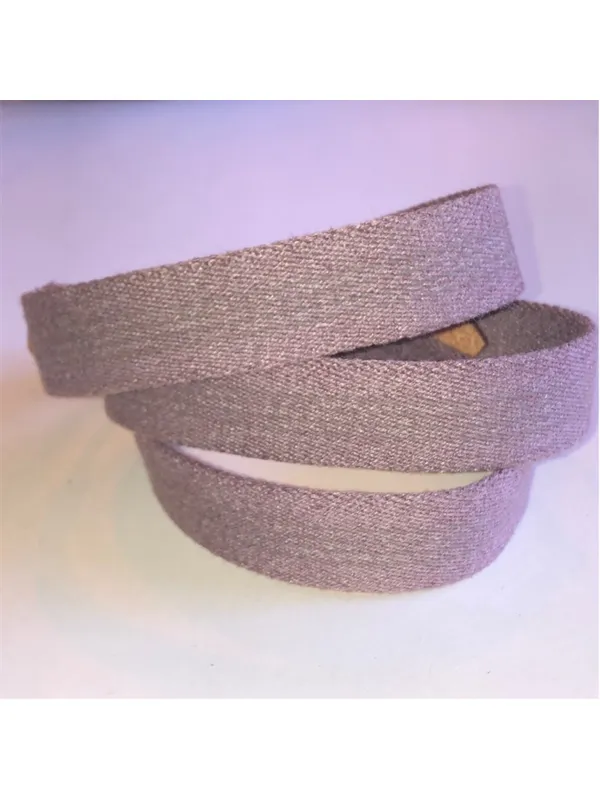 Vintage Woven Fabric and Brown Burgundy Leather Belt - Image 3