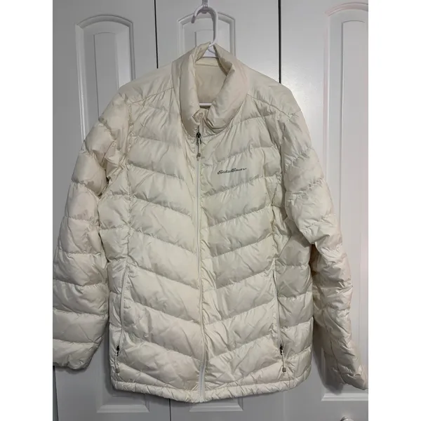 Eddie Bauer Puffer Jacket EB650 White Down Insulated Quilted Gorpcore L - Image 2