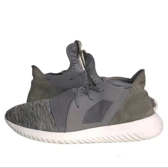 Adidas Originals Tubular Defiant Gray Marl Knit Suede Womens Sneakers Size 9 - Image 4