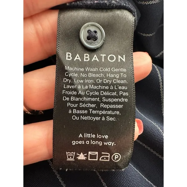 Aritzia‎ Babaton Striped Shirt Dress Blue White Midi Long Sleeve Pockets #FF10-2 - Image 6