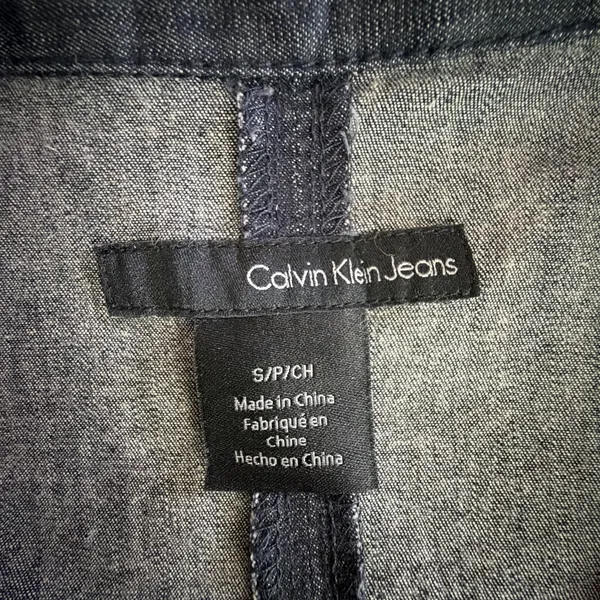 Calvin Klein Collared Denim Shirt jean Dress Sleeveless Y2K small retro 80's NWT - Image 9