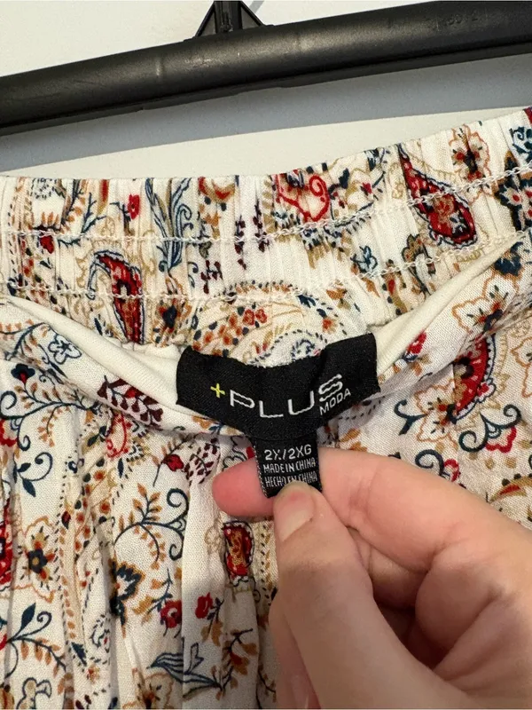 Moda floral Paisley Maxi Skirt cream size 2X - Image 3