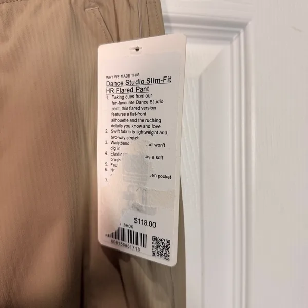 Lululemon Dance Studio Slim Fit HR Flare‎ Pant Khaki Tan Ruched Size L - Image 3