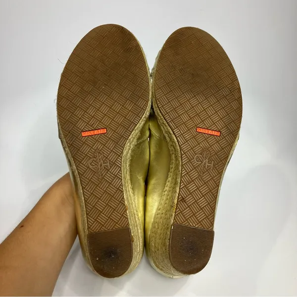 Cole Haan gold leather wedge espadrilles women’s size 8.5 dressy‎ party metallic - Image 6
