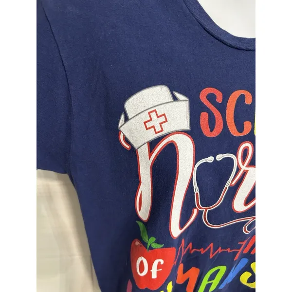 Primary Colorful Navy Elementary School Nurse Graphic Tee S, Back To School - Image 2