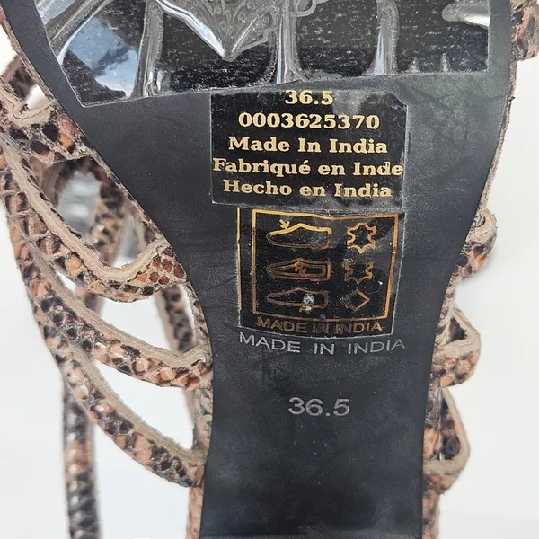 Free People‎ Colette Cinched Heel Python Snakeskin Size 36.5 Sandal - Image 10