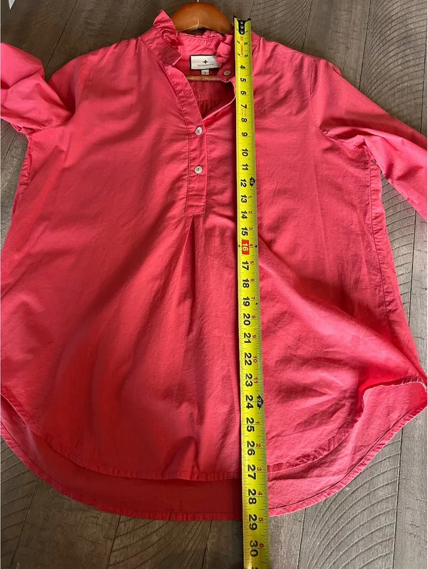 Tuckernuck Teagan Popover Blouse Shirt 100% Cotton in Pink Women’s Small - Image 11