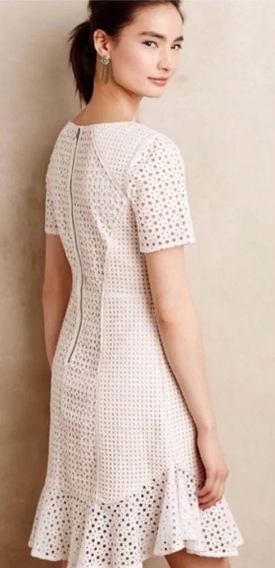 Anthropologie HD in Paris Georgia White Eyelet Lace Dress Sz 6 - Image 2