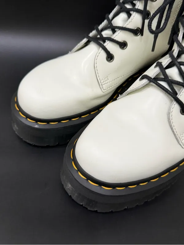DR. MARTENS Jadon White Leather Chunky Platform Lace Up Boots Women’s Size US 9 - Image 2