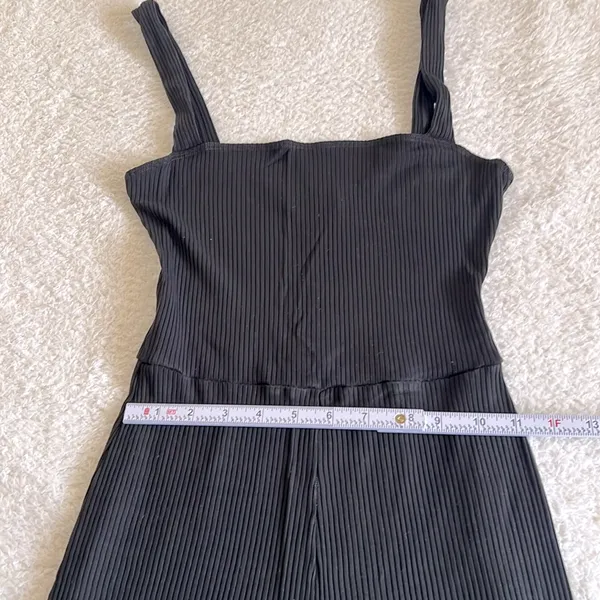 Reformation Ribbed Knit‎ Wide-Leg Jumpsuit Black XS - Image 4