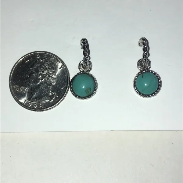 Elegant Silver Tone and Turquoise Color Boho Drop Earrings - Image 3