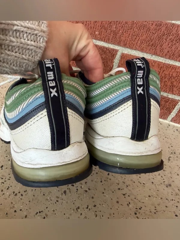 2008 Nike Air Max 97 Womens Size 8.5 green‎ blue grey color sneaker shoes - Image 2
