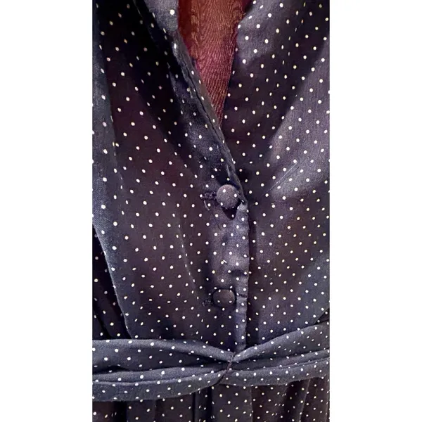 Handmade Vintage OOAK 70s Women's Boho Prairie Polka Dot Maxi Dress Sheer Size XXS - Image 2