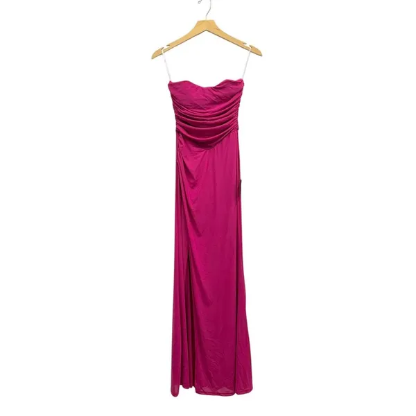 Lulus Epitome of Allure Fuchsia Mesh Strapless Ruched Maxi Dress size S NWT - Image 7
