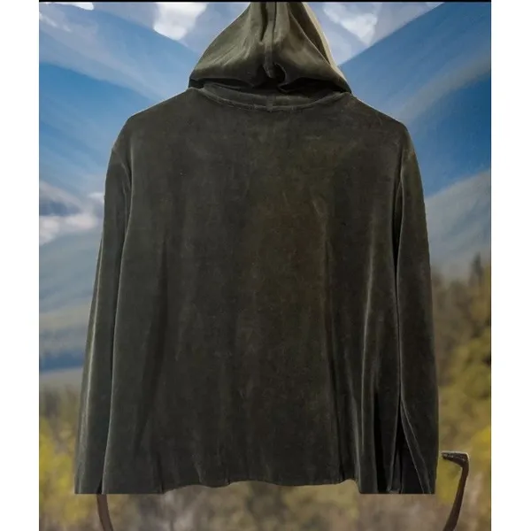 EUC Y2K Lauren‎ Active Ralph Lauren Green Velour Track Jacket Hoodie-L - Image 4