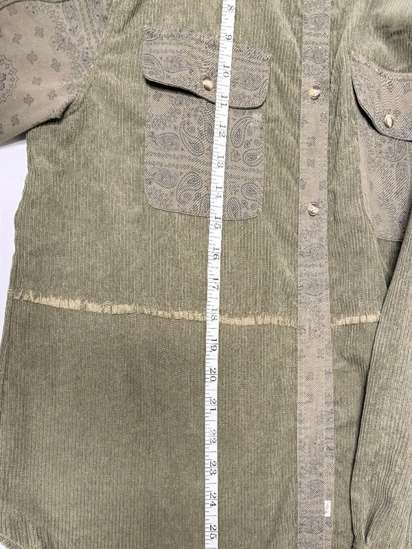 Vintage Havana Bandana & Corduroy Button-Up Top - Image 11
