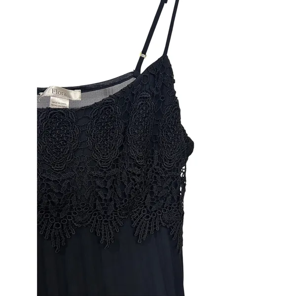 Flora Black Lace Bodice Slip Dress Witchy Whimsigoth Dark Romantic Womens Medium - Image 13