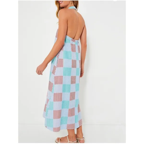 Tuckernuck Seersucker Halter Pocket Midi Dress Women's Sz Medium - Image 2