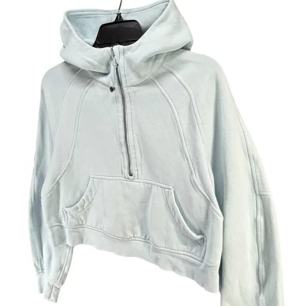 Lululemon Scuba Oversized Half-Zip Hoodie Womens XS-S Powder Blue Fleece Casual - Image 4