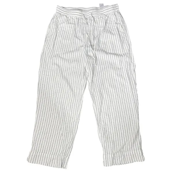Banana Republic Linen Blend Straight Ankle Pants neutral casual comfy coastal - Image 2