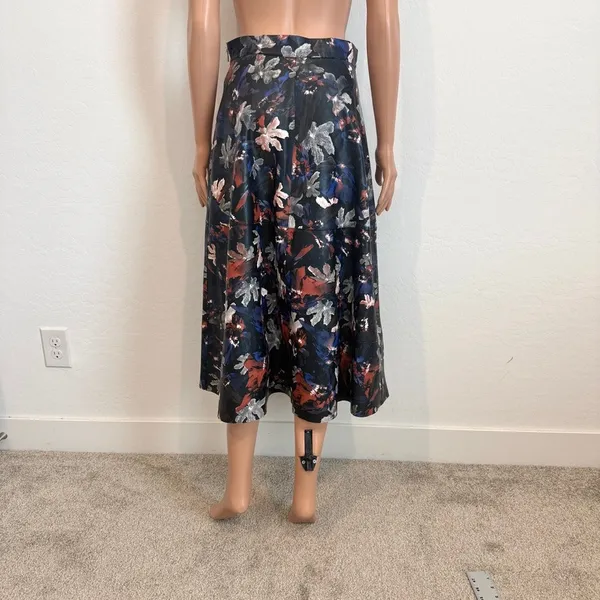 Shelanna juniors large floral faux leather a line midi skirt SK 3525 - Image 6
