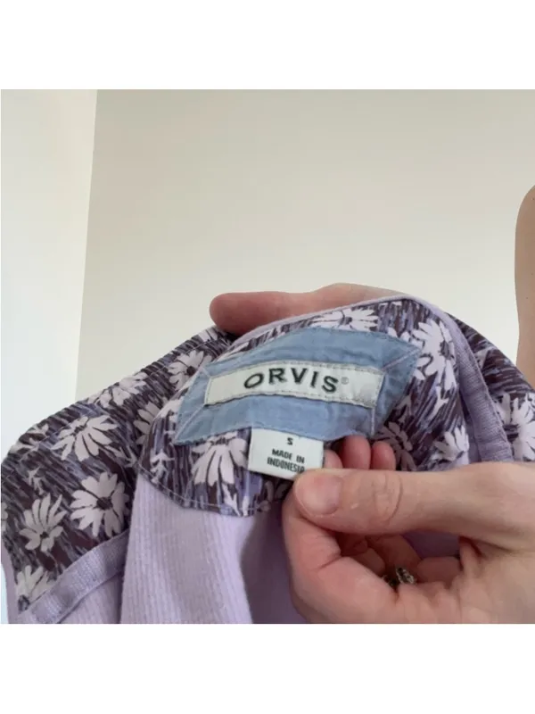 Orvis Lilac Half-Zip Floral Cuff Women's Pullover - Image 6