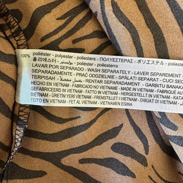 L Zara Women's Brown Tiger/Animal Print Stripes Button-Up Shirt Top Satin - Image 4