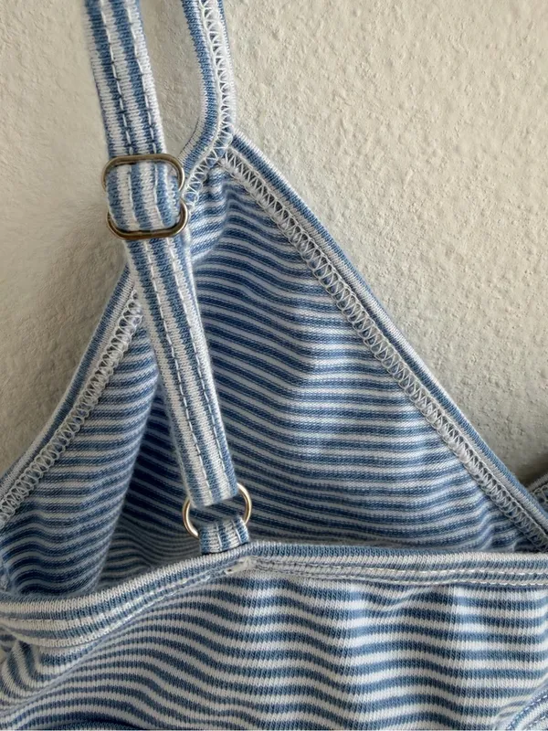Brandy Melville Light Blue & White Striped Bralette - Image 7