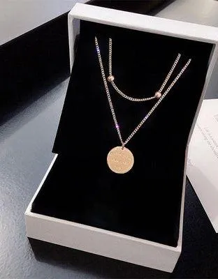 14K Rose Gold Plated Layered Pendant Necklace for Women - Image 3