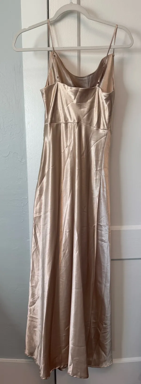 Birdy Grey Lisa Long Satin Shiny Gold Dress - Image 2