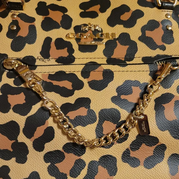 PRICE DROP Coach Town Car Ocelot Leopard Print Tote Leather Tan, Brown & Black - Image 7