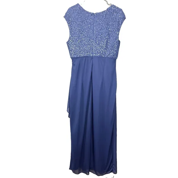 Alex Evenings Blue Long Sequin Mother of Bride Dress Wedding Formal Occasion 14 - Image 8
