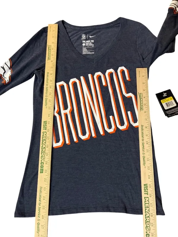NEW Nike Denver Broncos Womens Long Sleeve Tee Small Navy NFL - Image 10