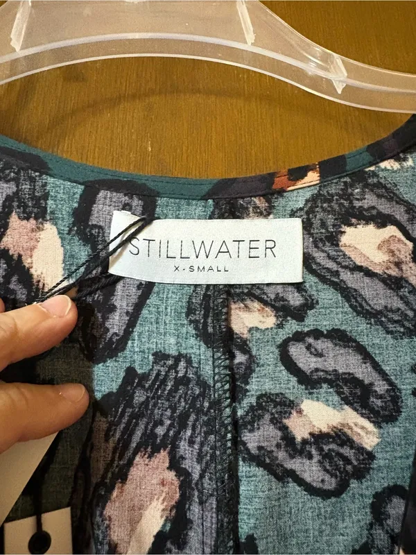 NWT Stillwater Green Cheetah Plunging Neckline Maxi Dress - Image 3