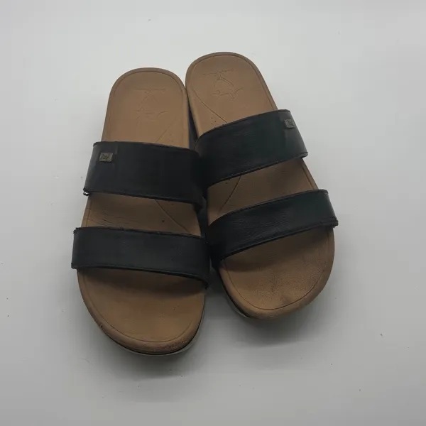 Reef Cushion Vista Hi Black Tan Platform Double Strap Slide Sandals Womens 8 - Image 3