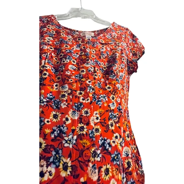 B-O-G Collective Orange Floral Button Front Lace Up‎ Back Mini Dress Small - Image 6