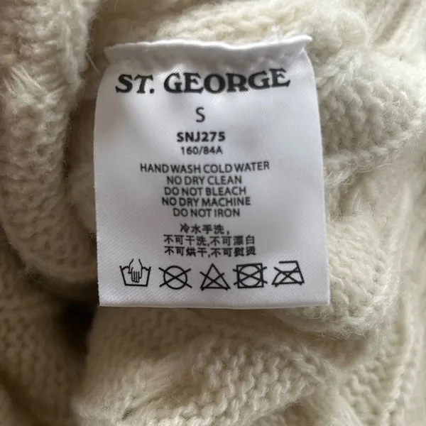 Brandy Melville Wool Fisherman Cable Knit Cream Sweater Small Cottagecore - Image 5