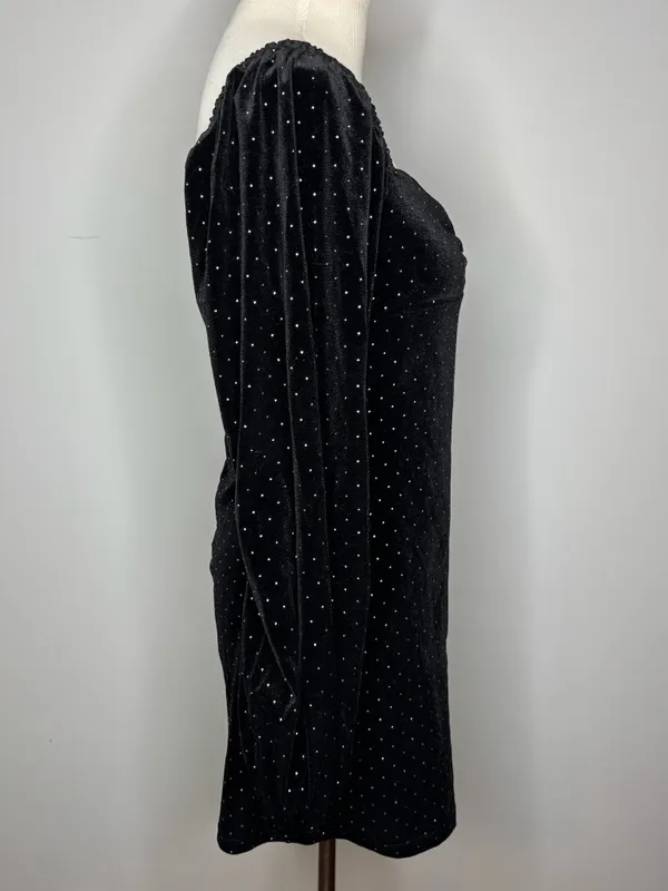 Forever 21 - Black Knit Long Sleeve Dress with Silver Studded Accents - Image 2