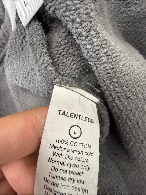 Talentless Women's Classic Heavyweight Short Grey Athleisure Cotton Drawstring L - Image 5