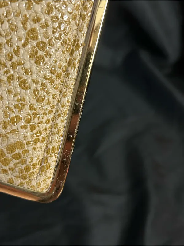 Gold Snakeskin Embossed Women’s Clutch Bag - Image 13