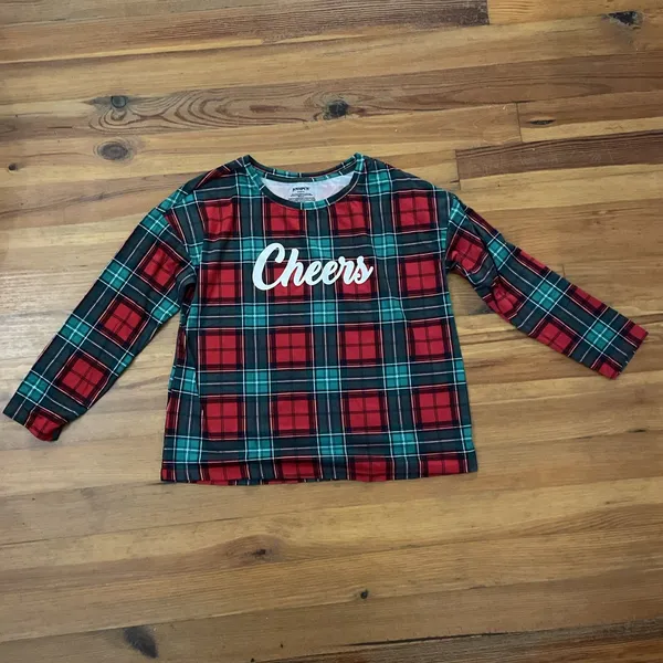 Joyspun Womens Red Plaid Cheers Christmas Pajama Set Jogger PJs Medium Holiday - Image 4