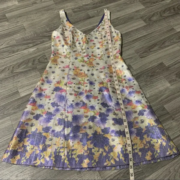 Adrianna Papell Floral Tank Top V-Neck Sleeveless Dress; size 4 - Image 6