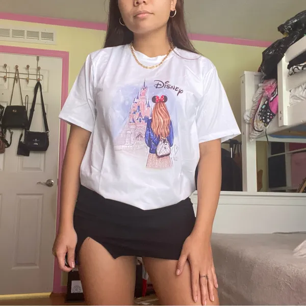 Disney White T-Shirt with Castle and Character Design - Image 2