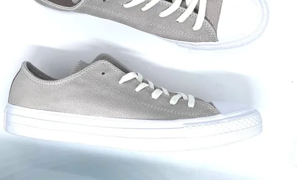 Converse Chuck Taylor All Star OX Leather Sneaker Pale Putty Silver Womens 8 - Image 9