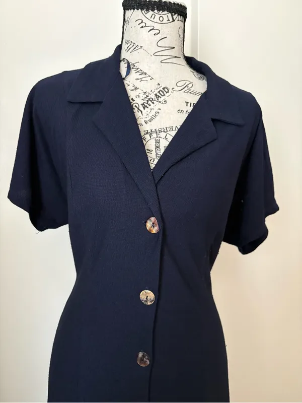 Perceptions Navy Button-Front Maxi Dress - Image 2